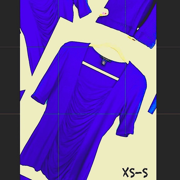 WHBM XS-S No wrinkle roughed brilliant blue top - Picture 3 of 4